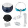 Transcend Micro 510 travel CPAP bundle with F&P Evora nasal mask, round black Transcend travel case, slim coiled CPAP hose, HME canister, disposable filter, and connector adapters