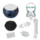 Transcend Micro 510 bundle with F&P Vitera full face mask, black Transcend travel case, white coiled CPAP hose, inline HME canister, replacement filter, and hose adapters