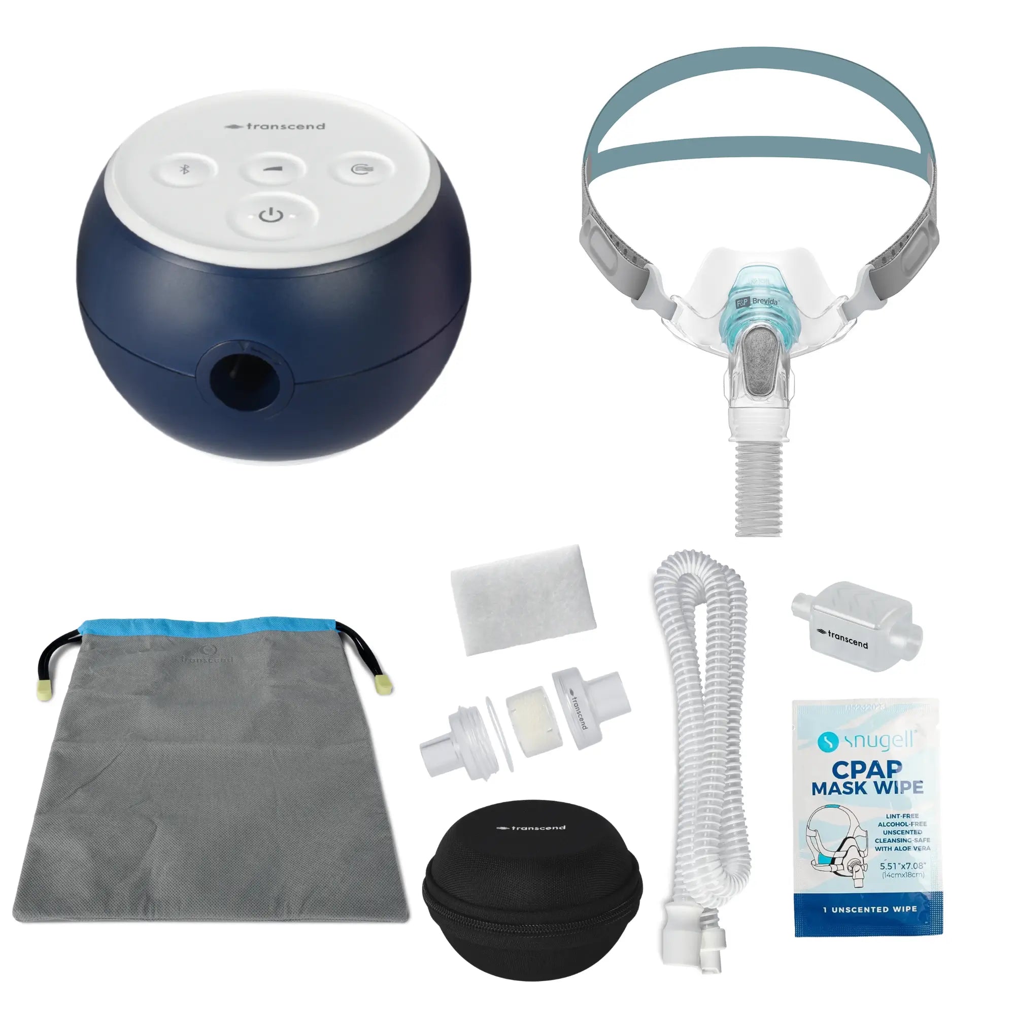Transcend Micro 510 CPAP Machine with Brevida Nasal Pillow Bundle
