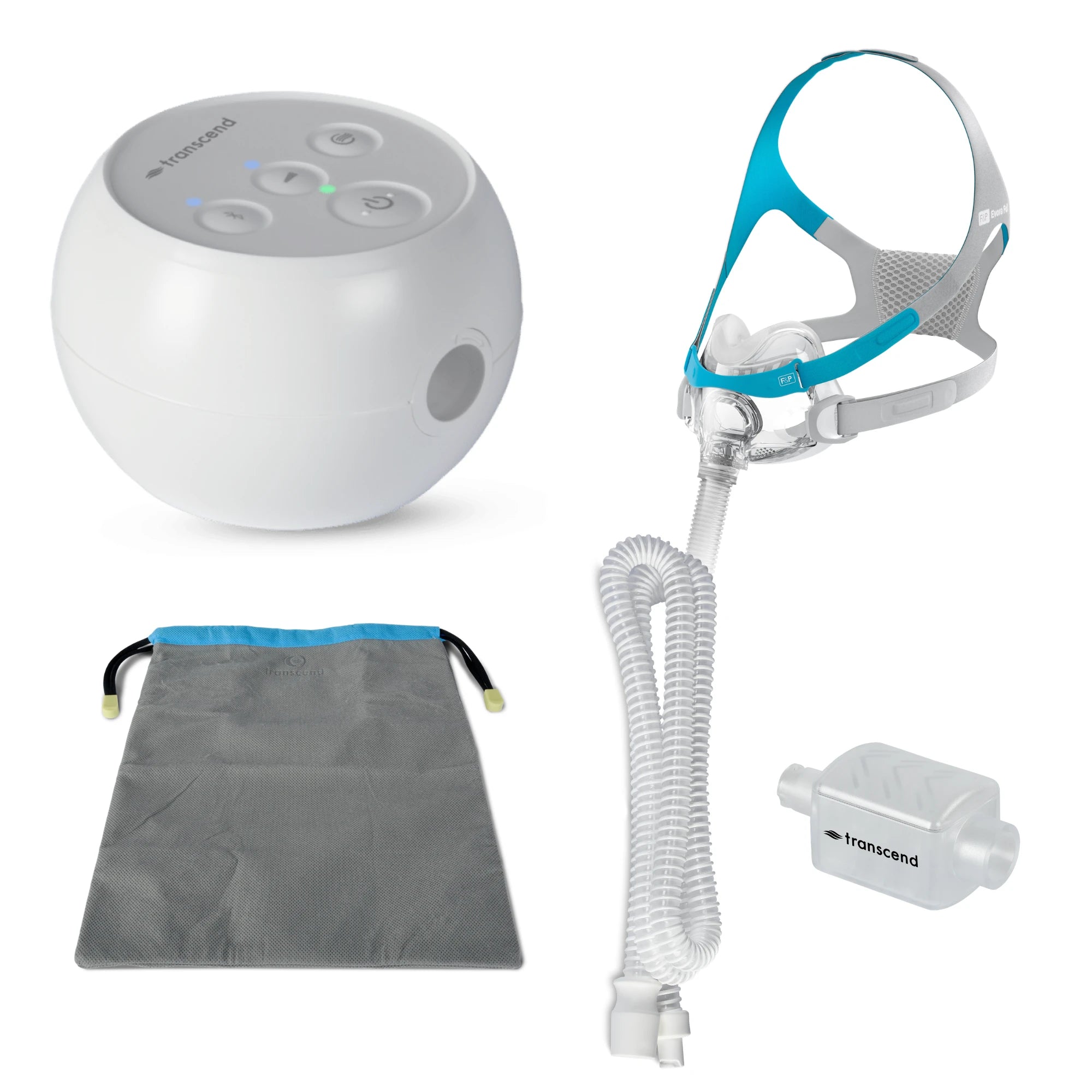 Transcend Micro Travel CPAP Machine Evora Full Face Mask Bundle