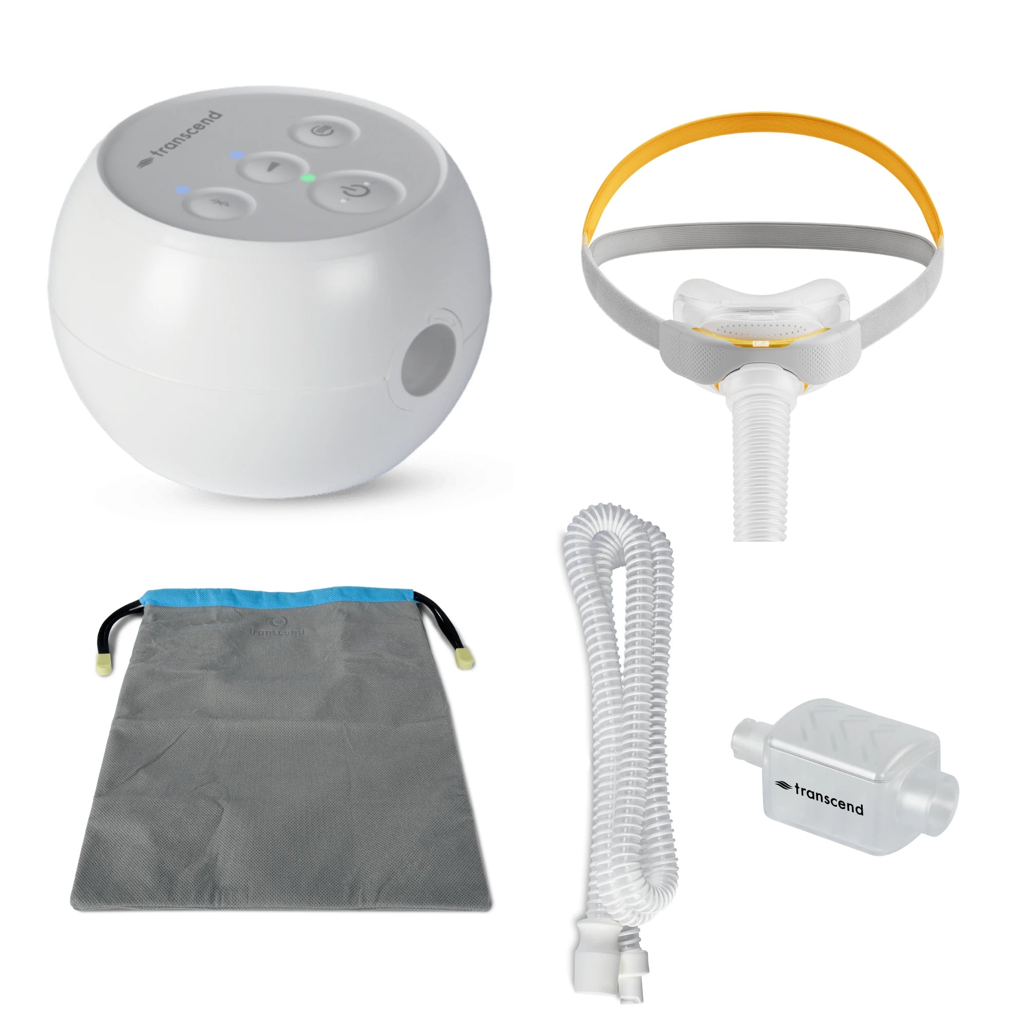 Transcend Micro Travel CPAP Machine Solo Nasal Mask Bundle