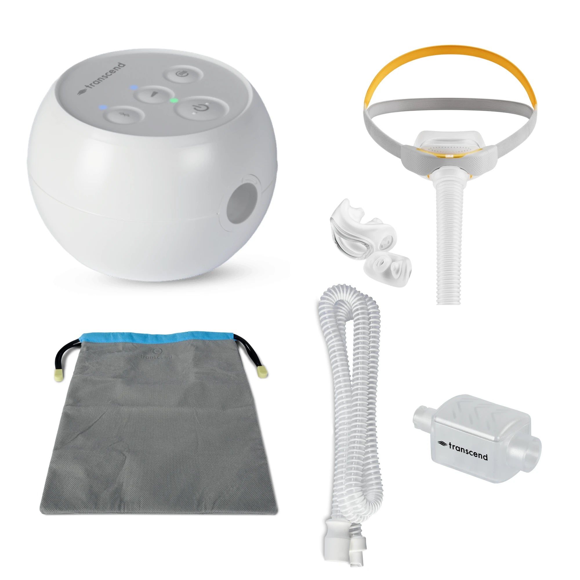 Transcend Micro Travel CPAP Machine with Solo Pillows Mask Bundle