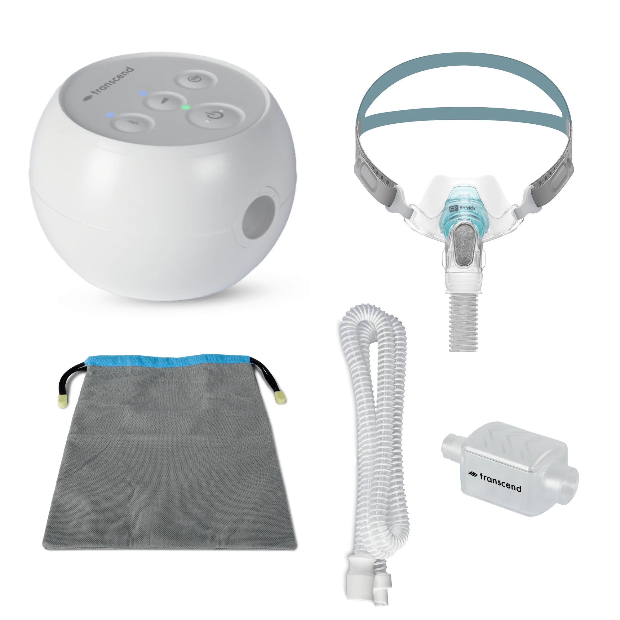 Transcend Micro Travel CPAP Machine with Brevida Nasal Pillow Mask Bundle