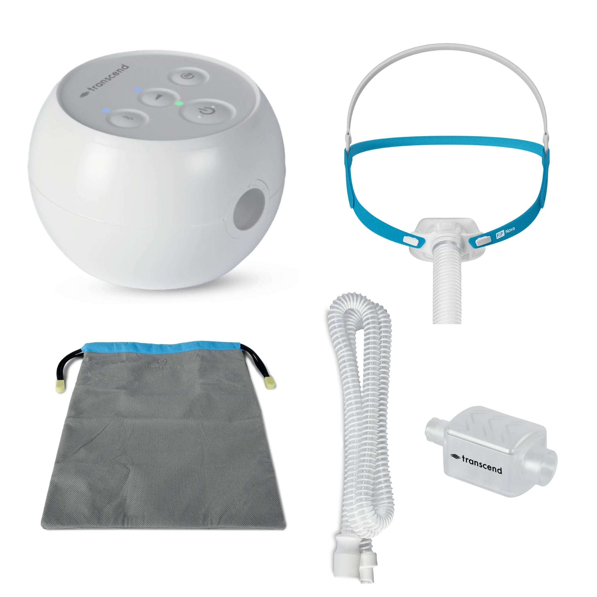 Transcend Micro Travel CPAP Machine with Nova Micro Nasal Pillow Mask Bundle