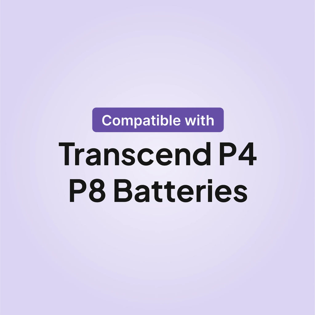 Transcend portable solar battery charger compatible with Transcend P4 and P8 batteries.