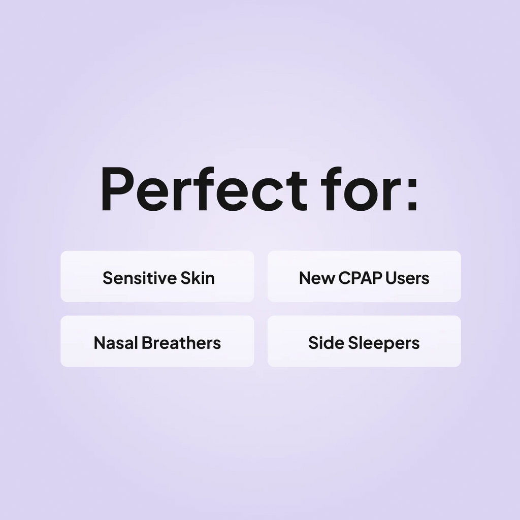 Viva Nasal CPAP Mask recommended for sensitive skin, new CPAP users, nasal breathers, and side sleepers