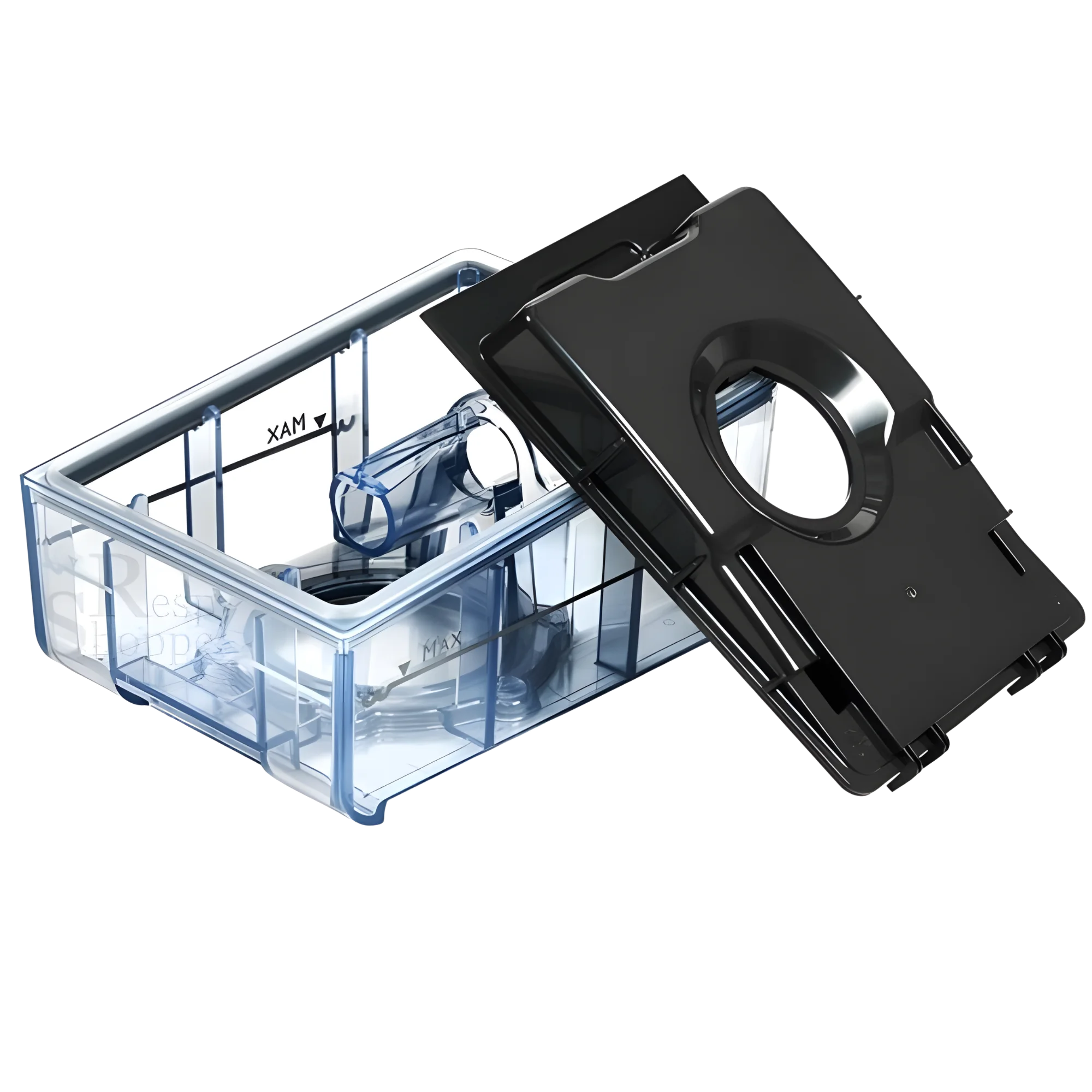 Clear replacement humidifier water chamber with black lid for Philips Respironics PR System One 60 Series CPAP