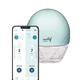Illustration of the Motif Aura breast pump connected to its mobile app, highlighting the ease of tracking and scheduling pumping sessions.