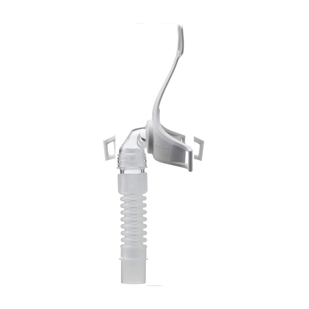 Apex Wizard 320 CPAP frame system in side profile with corrugated tube hanging down