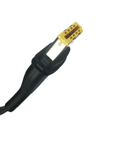 Close-up of ResMed 20W AC power supply cable connector for the AirMini travel CPAP machine