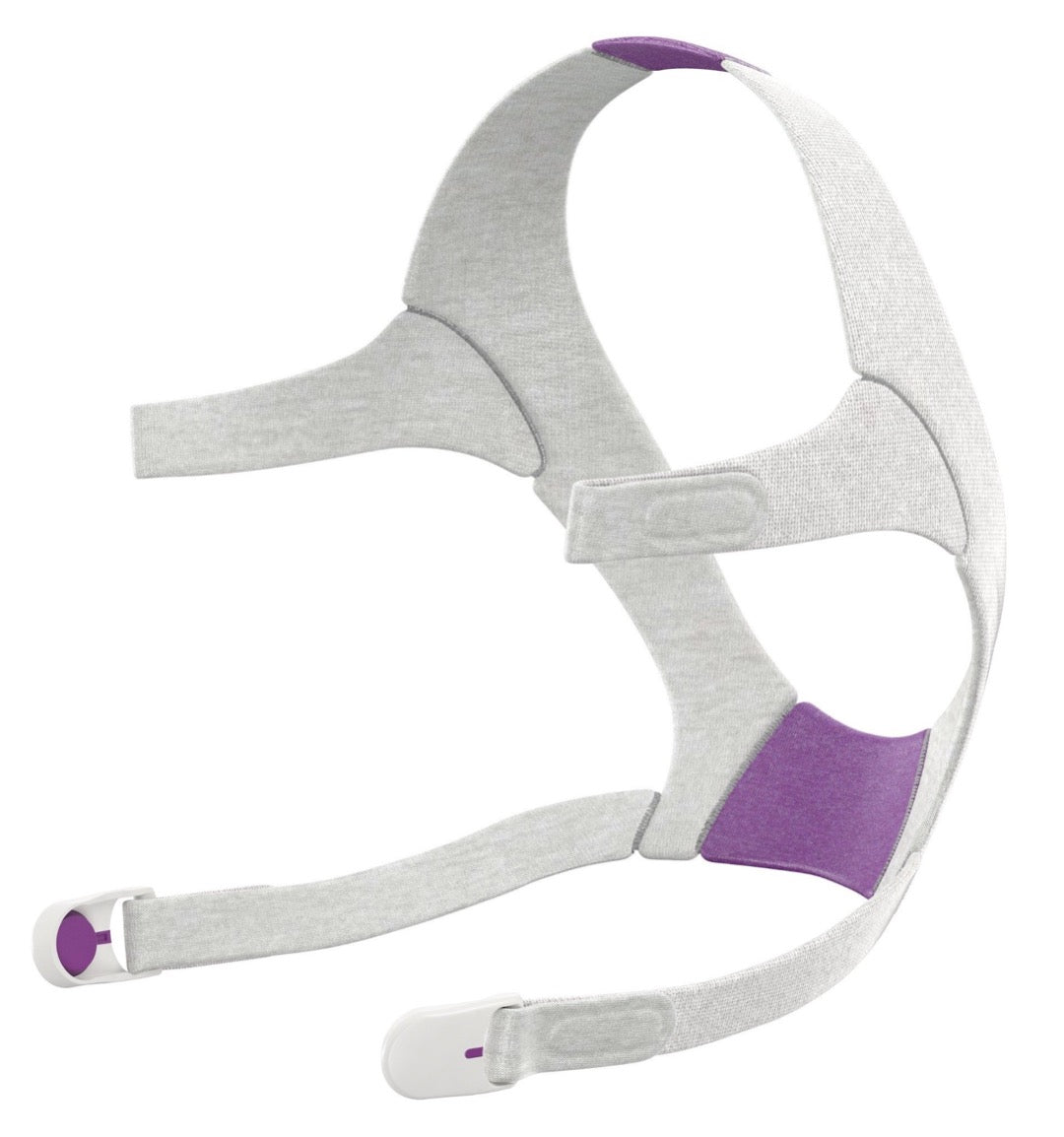 Side view of grey headgear with lavender pad for the AirFit N20 Complete Mask System For Her.