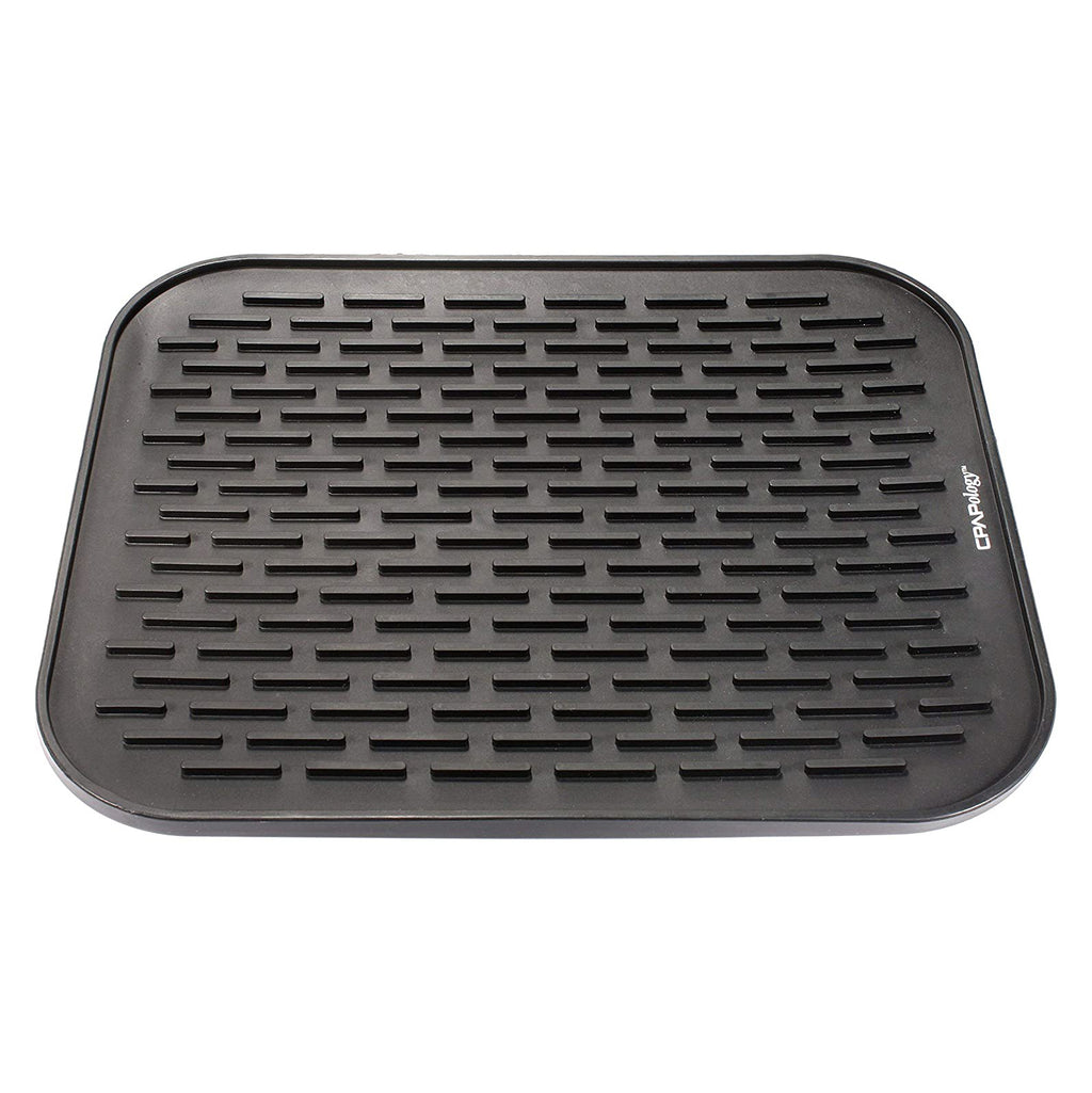 Front view of CPAPology Black Knight CPAP Protector Mat