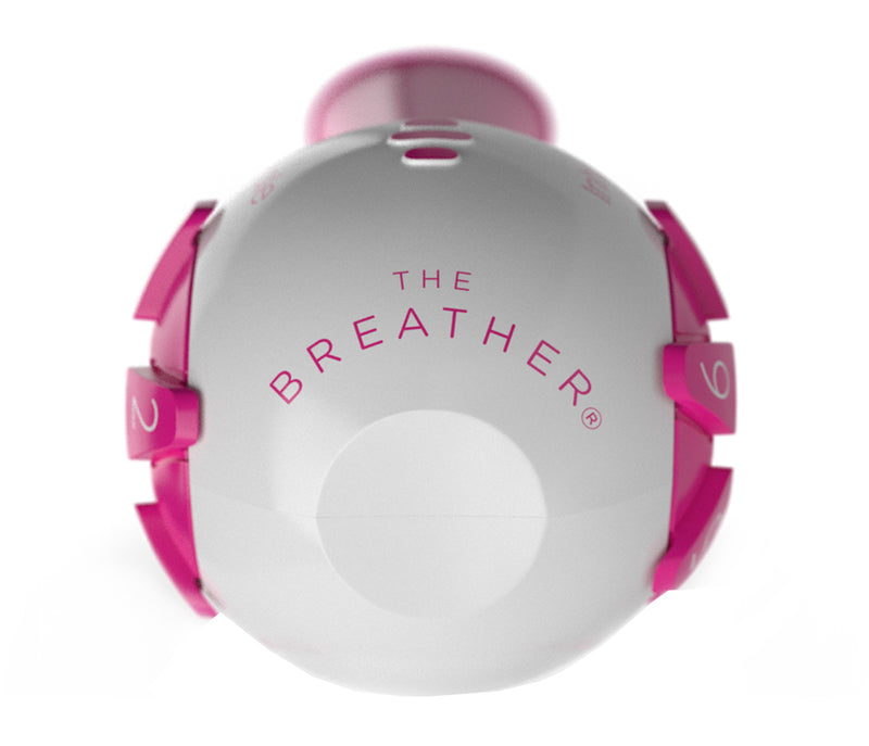 Close up of the pink PN Medical The Breather Device.