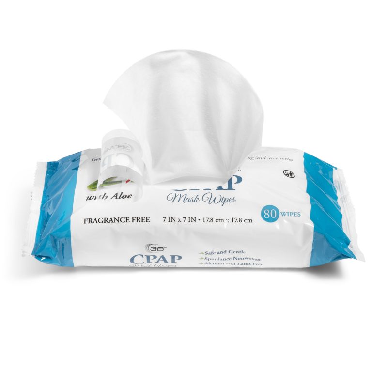 CPAP Wipes (Fragrance Free - Aloe) - 80/pack opened with wipes outside