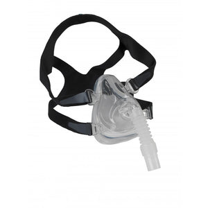 View of the Comfort Fit Deluxe Full Face Mask with black headgear made by Drive Medical.