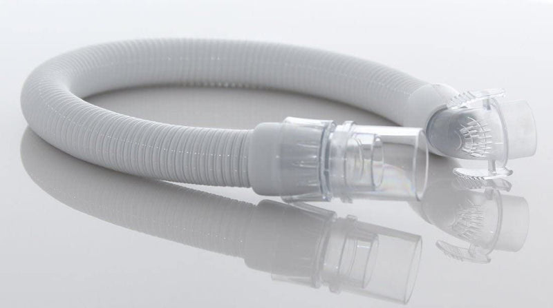 Closeup view of Philips Respironics wisp tube and elbow assembly.