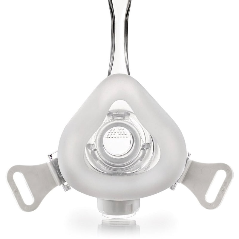 Inner view of clear nasal mask system with silicone cushion for Pico Nasal CPAP Mask Fit Pack by Phillips Respironics.