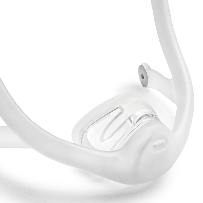 Detail view of system frame with gel cushion for Phillips Respironics DreamWisp Nasal Mask.