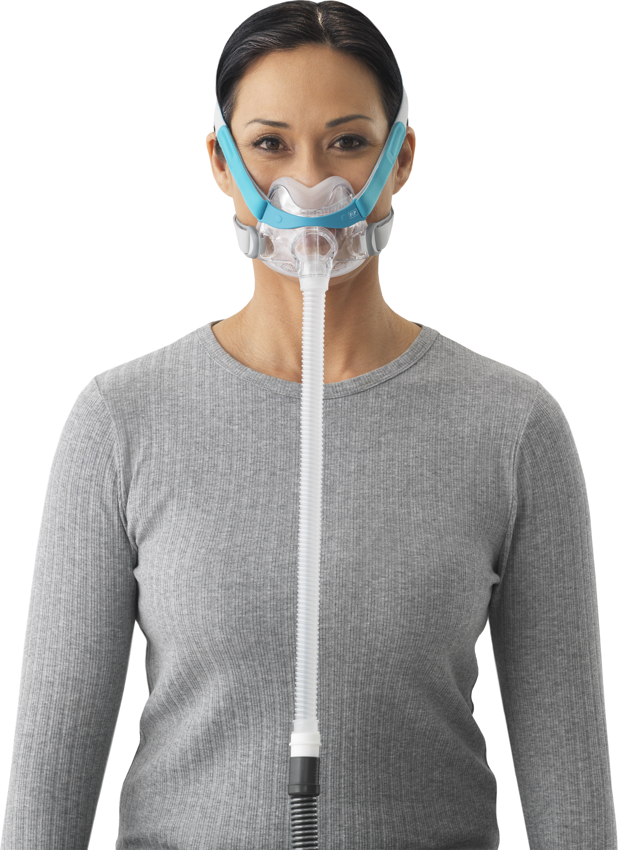 Front view of woman wearing the Evora full face mask.