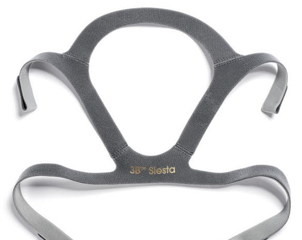View of extended grey headgear from Siesta Nasal CPAP Mask by 3B Medical.