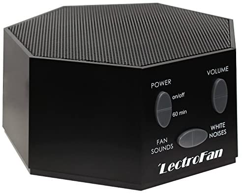 Side view of black LectroFan White Noise Machine