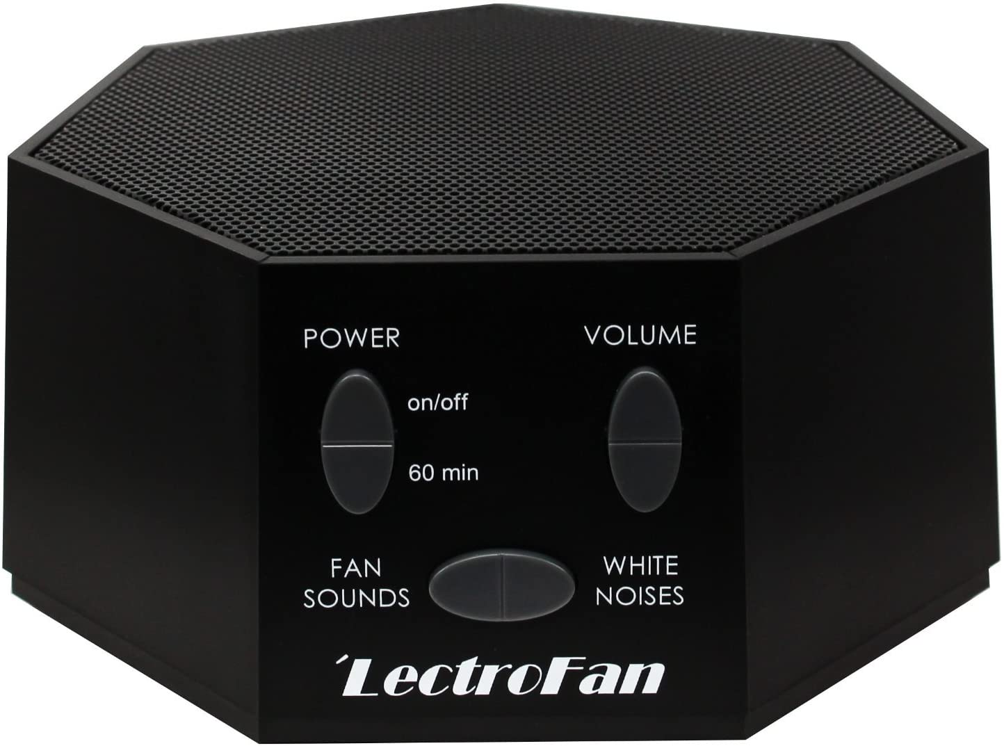 Front view of black LectroFan White Noise Machine