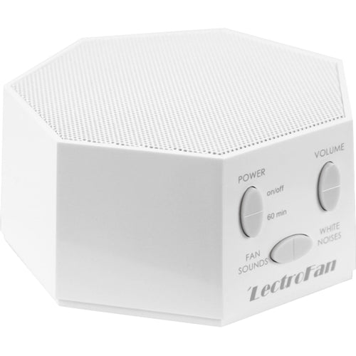 Side view of white LectroFan White Noise Machine