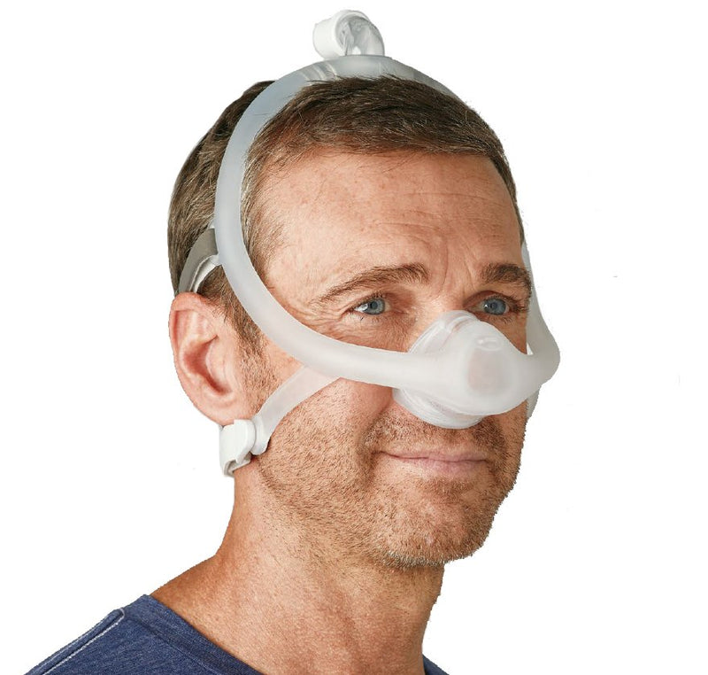 Man using DreamWisp Nasal Mask without tube connector.