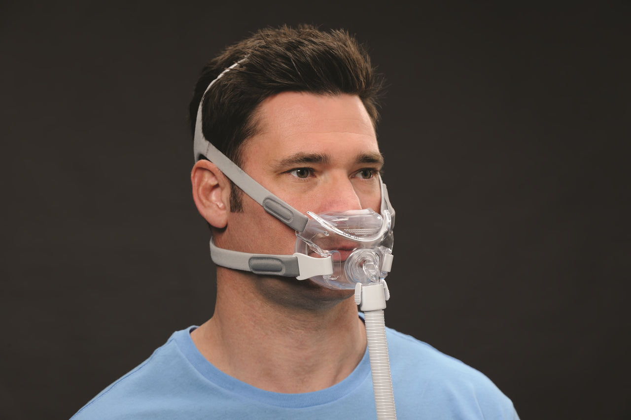 Man using Philips Respironics Amara Full Face Mask.