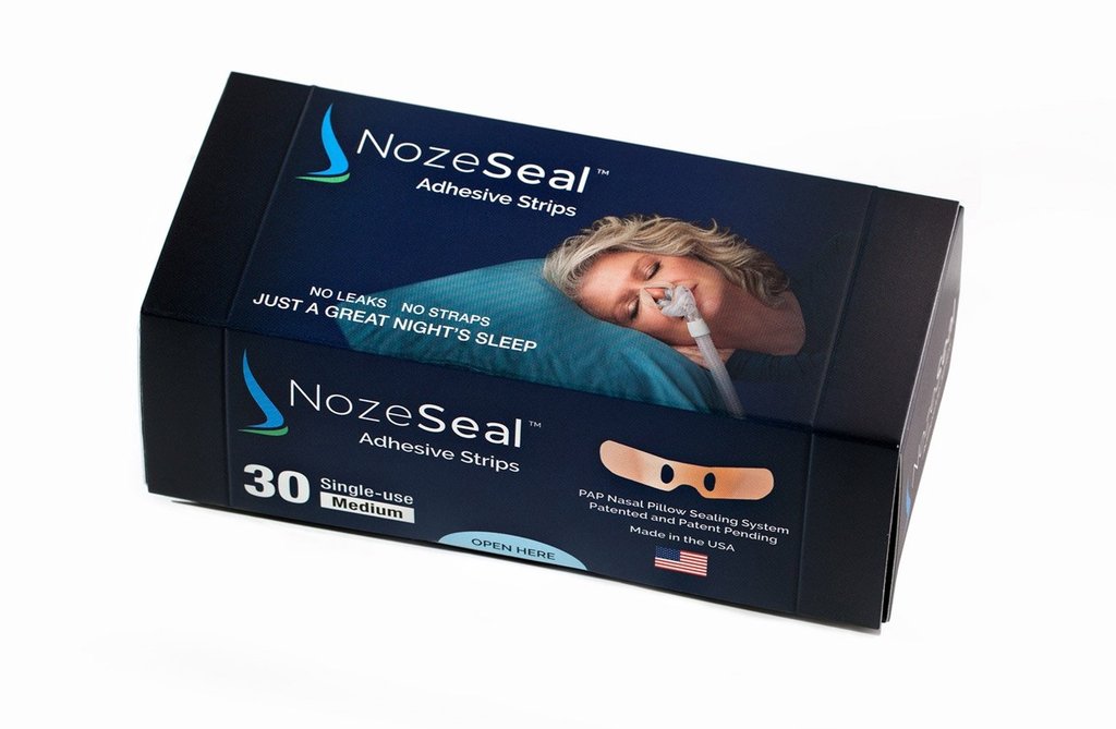 Front view of NozeSeal Adhesive Strips box