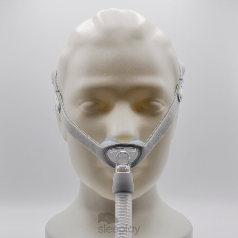 Face Wearing Nuance Nasal Pillow Mask From The Front.