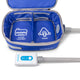 Front view of travel blue bag and NUWAVE Cleaner by Western Medical Inc.