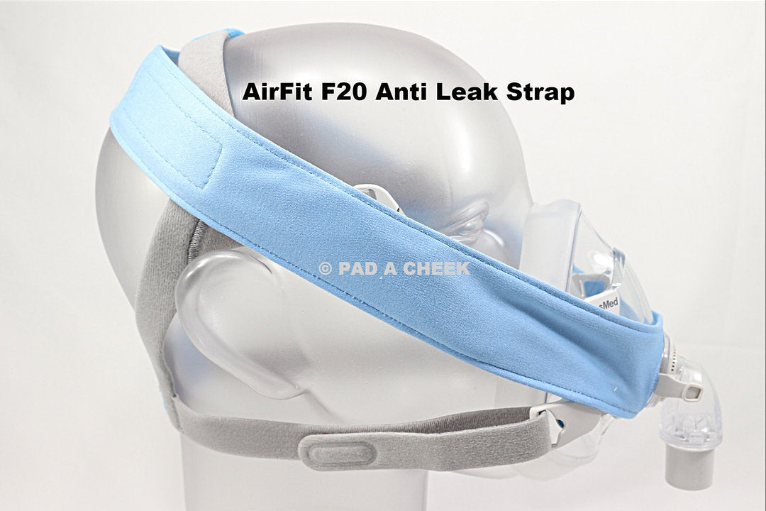 Side view of blue anti leak strap cover.