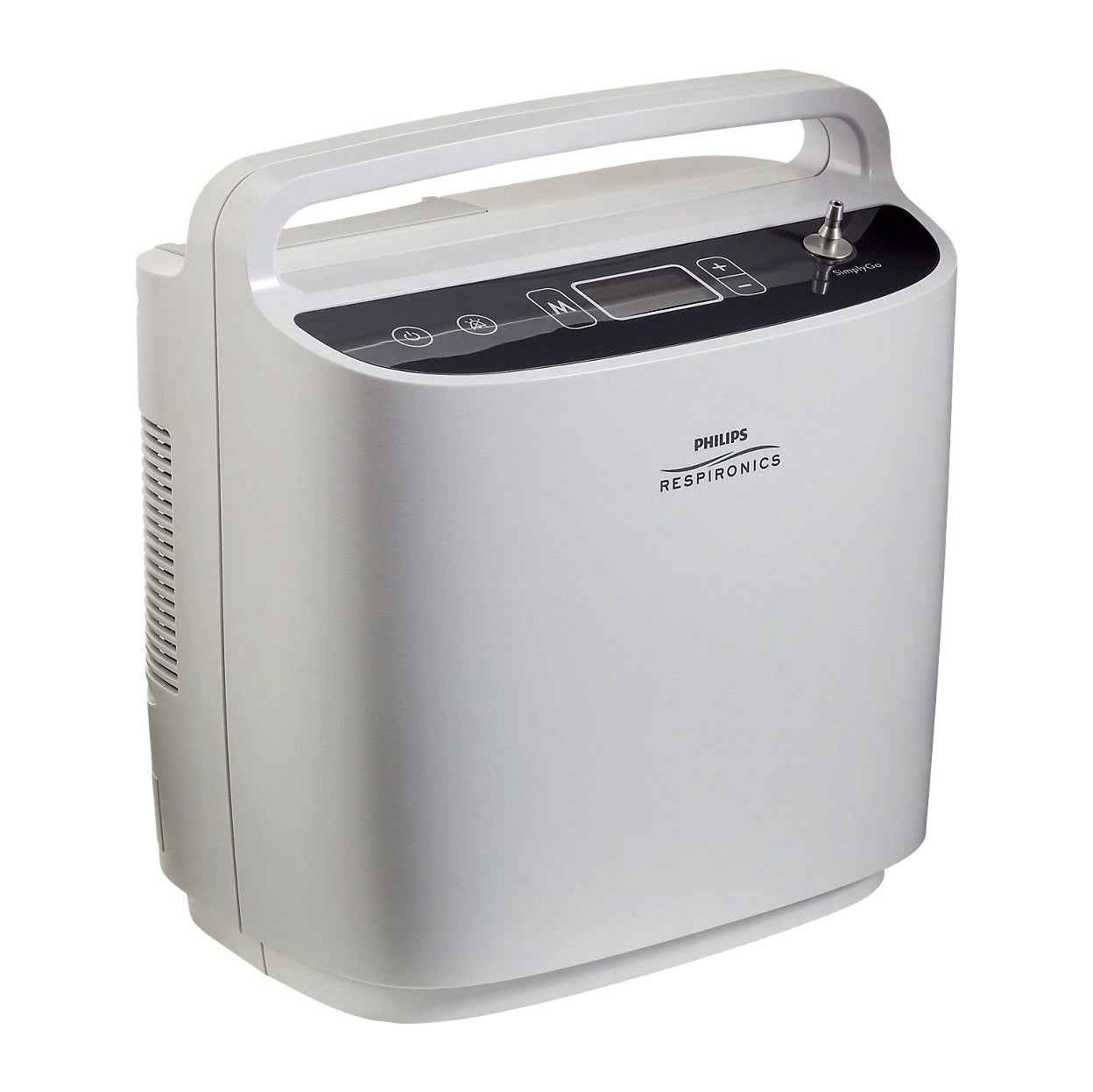Front view of Philips Respironics SimplyGo Portable Oxygen Concentrator Bundle (Continuous Flow & Pulse Dose)