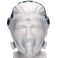 Front view of clear full face mask from FitLife Total Face CPAP Mask With Black Headgear by Phillips Respironics.
