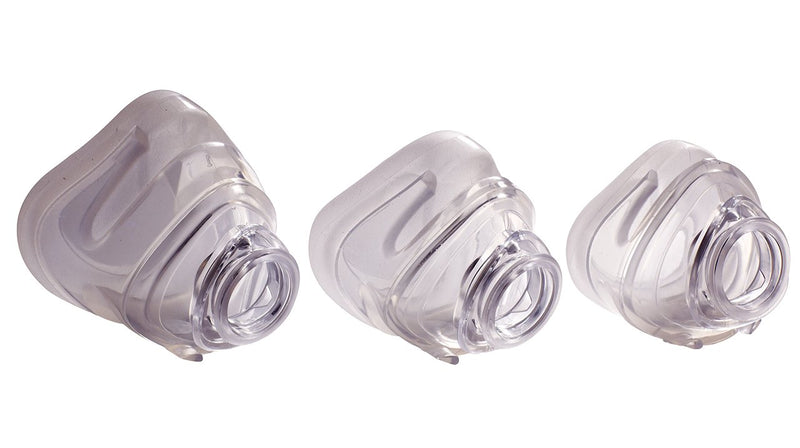 Phillips Respironics wisp nasal cushion side view of three available sizes.
