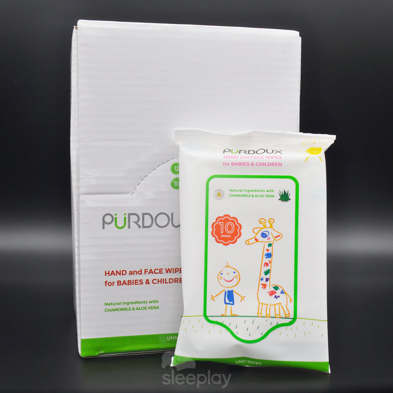 Bag And Box Of Purdoux Babies And Childrens Wipes