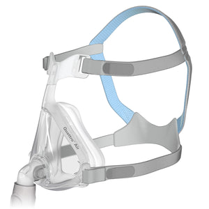 Side view of Quattro Air Full Face Mask with grey and blue Headgear