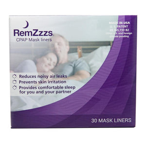 RemZzzs full face mask liners 30 units front view of the box