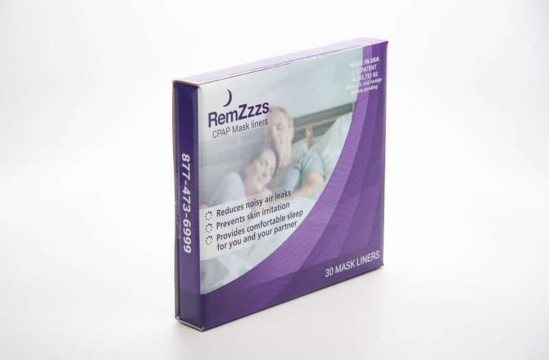 RemZzzs full face mask liners 30 units side view of the box