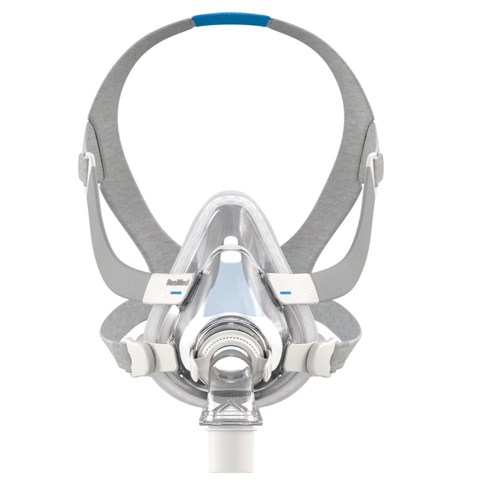 Front view AirTouch F20 Complete Mask with headgear for ResMed.