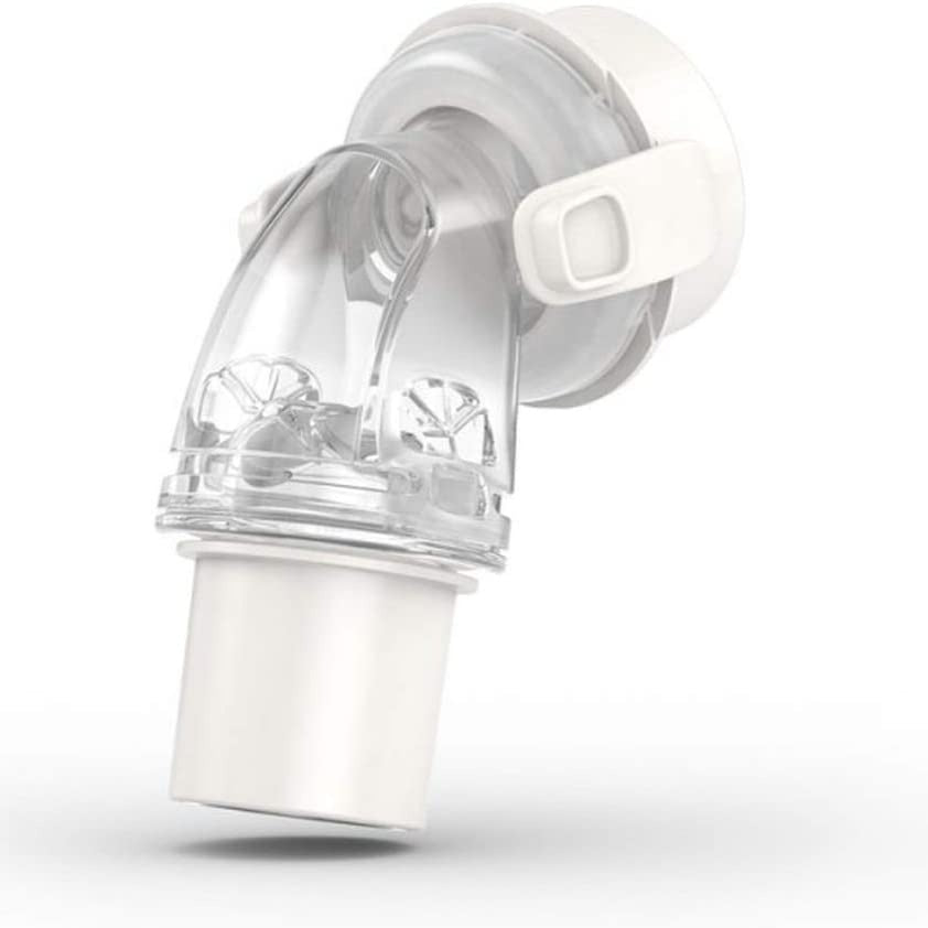 ResMed QuietAir replacement elbow for AirFit F20 and F30 masks with vent and swivel connector
