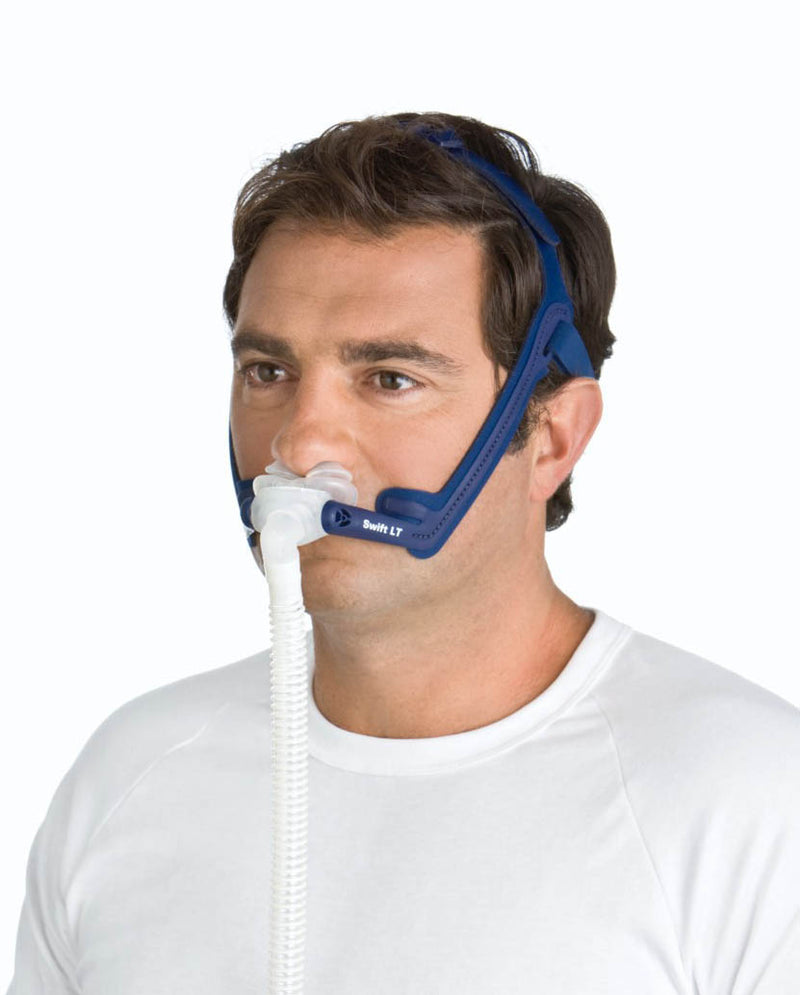 Man wearing the Swift LT Nasal Mask