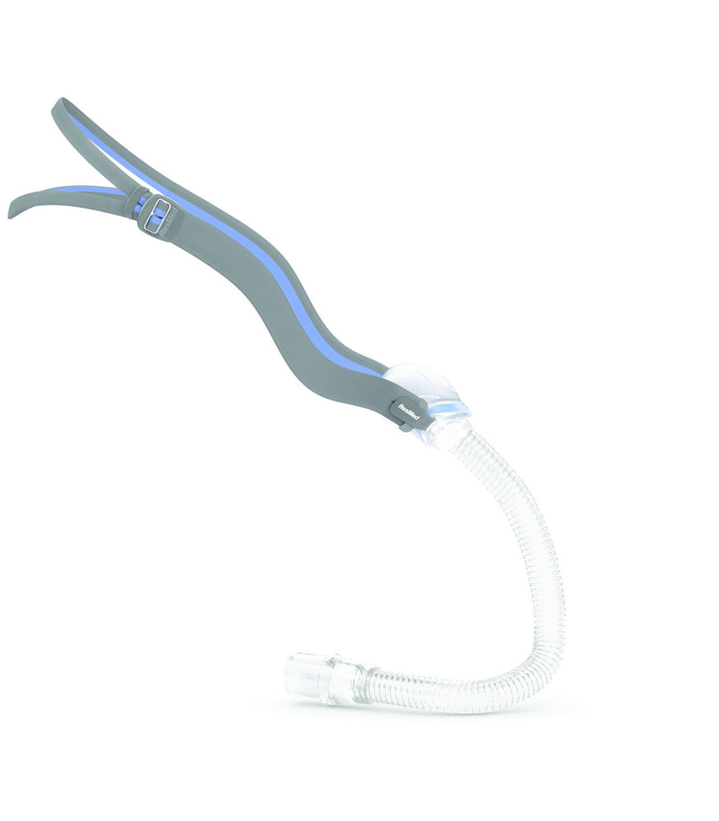 Resmed AirFit N30 nasal mask with headgear on white background left side view