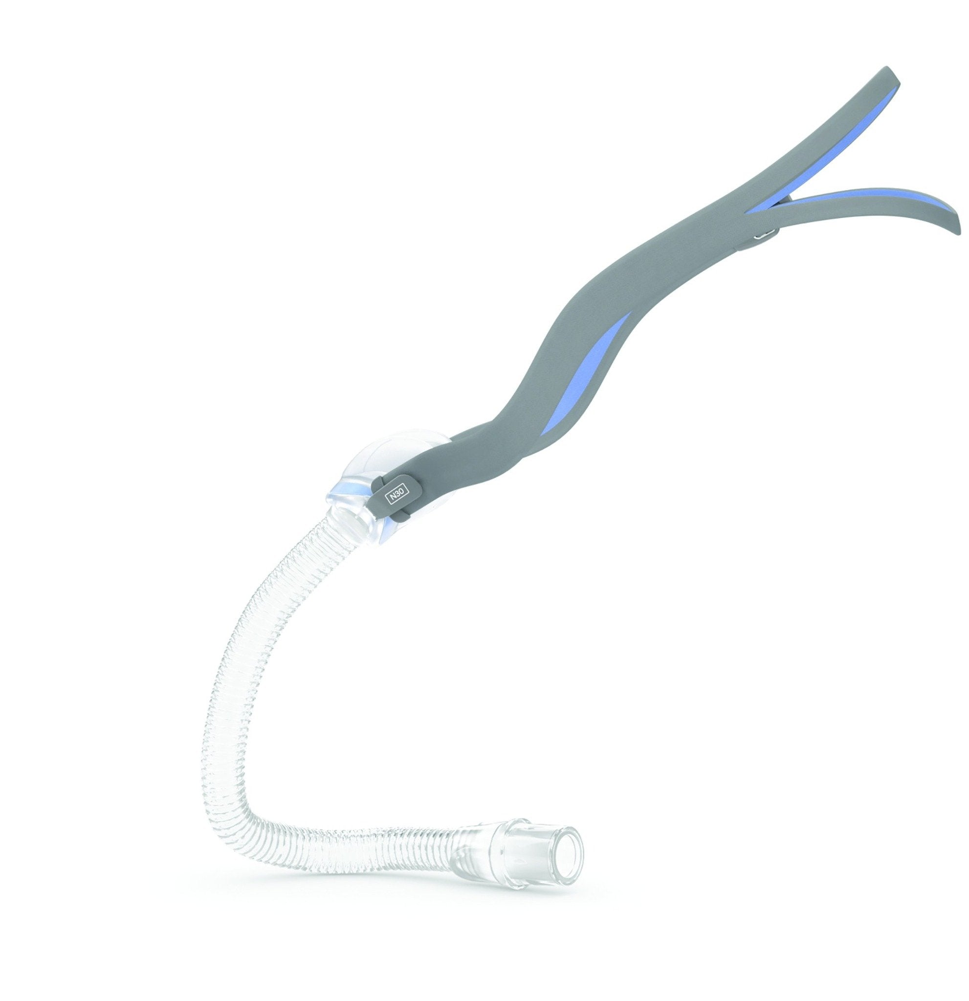 Resmed AirFit N30 nasal mask with headgear on white background right side view