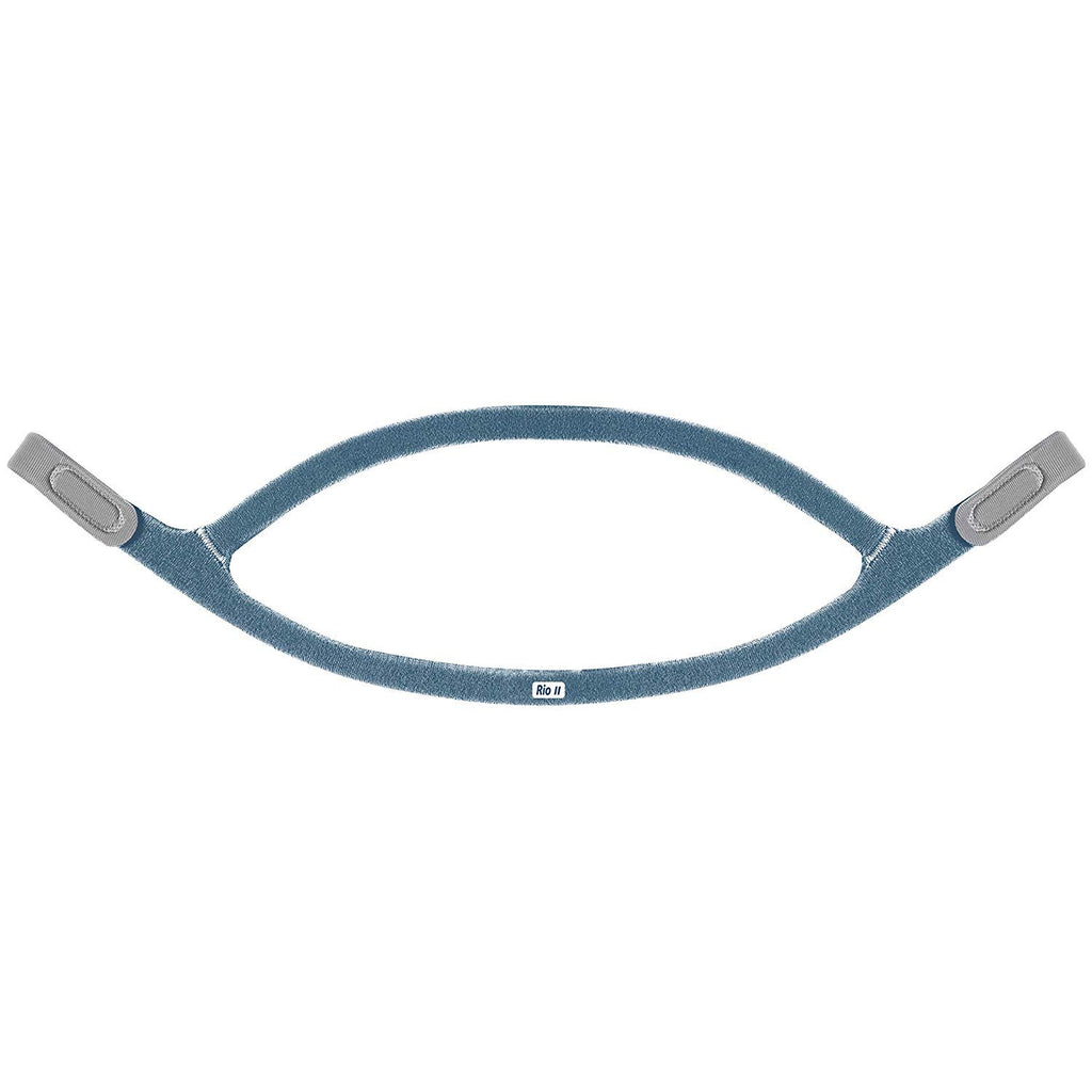 Opened view of blue and grey headgear for Rio 2 Nasal Mask.