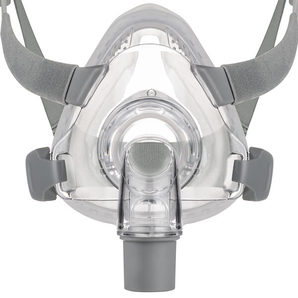 Detail view of grey headgear and nasal frame cushion for Siesta Full Face Mask by 3B Medical.