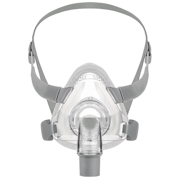 Front view of grey headgear and nasal frame cushion for Siesta Full Face Mask by 3B Medical.