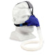 Blue SleepWeaver Advance Nasal Mask with improved Zzzephyr seal and tube connection.