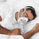 Man wearing mask liner while sleeping.